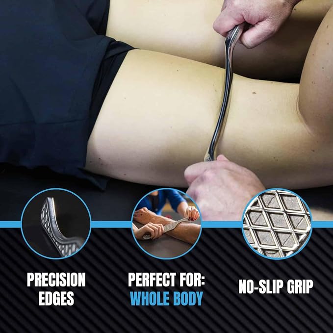 HawkGrips, Platinum Massage Therapy Set with Fragrance-Free Emollient 8oz, Stainless Steel, Includes Nine Massage Therapy Instruments (HG1-HG9), Roll-Up Case, Shoulder Bar, and Digital User Manual