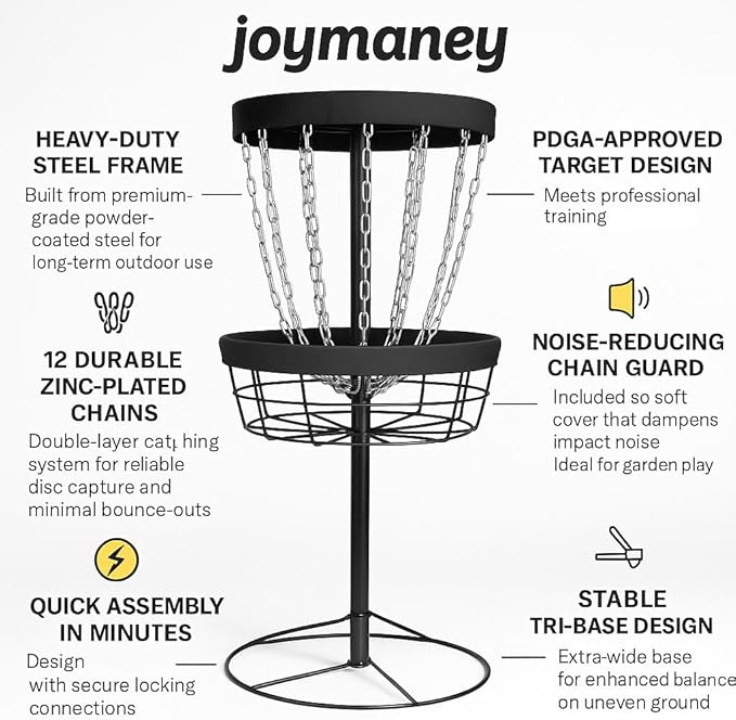 PDGA Approved Regulation Basket Disc Golf Starter Set | Chain Guard Target, 3 Regulation-Weight Discs & 6-Page Training Guide | Backyard Practice Kit