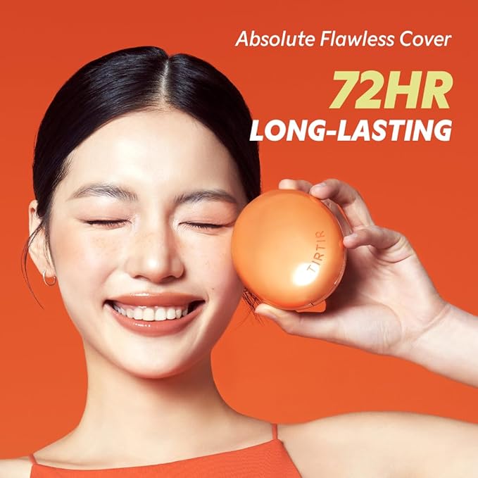 TIRTIR Mask Fit Ai Filter Cushion Foundation | AI-Like Semi-Matte Finish - Up to 72-Hour Medium to Full Coverage Korean BB Cushion Make up Beauty, #21N Ivory, 0.63 Fl Oz (Pack of 2)