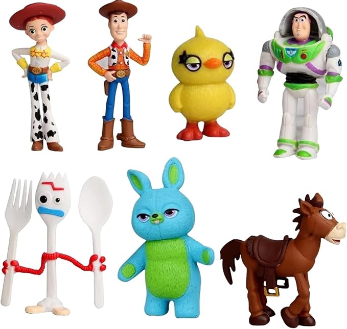 BLUE BARE Figurines Story Toy Action Figures Cake Toppers, Birthday Party Decoration Set Mystery Box Room and Office Decor Collection (7-Pack)
