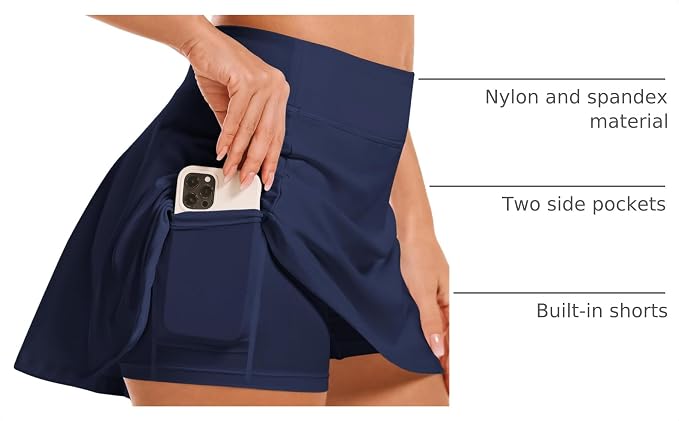 Stelle Women's Tennis Golf Skirts High Waisted with Pockets Inner Shorts for Athletic Skorts Sports Running Pickleball
