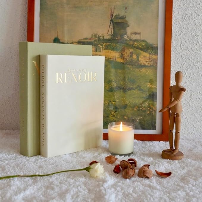 Aesthetic Decorative Books - Set of 2 Linen Fake Books Enhance Your Coffee Table, Home Decor, Living Room, Bookshelf or Mantle Decor, Modern Stackable Faux Book Photo Storage and as a Keepsake Box