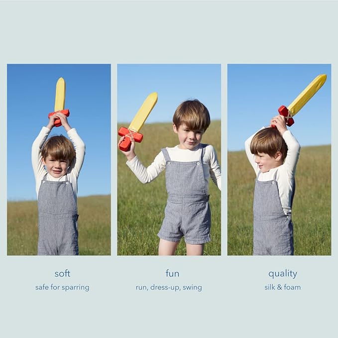 Sarah's Silks Red Foam Sword Toy for Kids 17" Long | Waldorf Toys for Creative and Pretend Play | Sword for Halloween, Parties, and Costume Accessories | Dress up as a Ninja, Pirate, or Knight