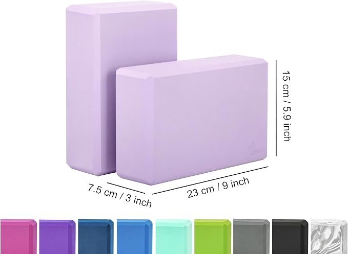 EXERZ Yoga Blocks 2 pack, Gym Blocks, Exercise Workout Fitness Bricks, Pilates Stretch Handstand Non-Slip
