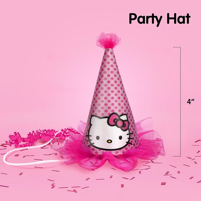 Megatoys Hello Kitty Party Gift Set - Tin Box, Pencil Case, Stickers, Birthday Necklace, Plush, and Hat