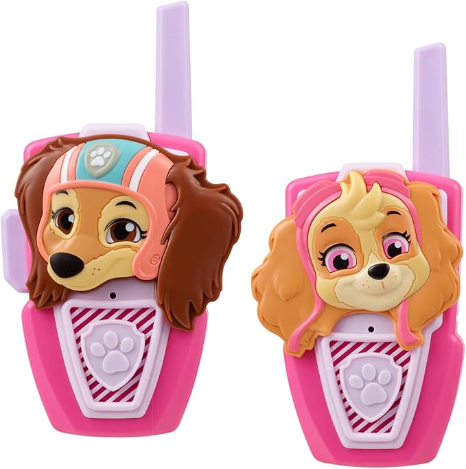 eKids Paw Patrol Skye Liberty Walkie Talkies for Kids, Static Free and Extended Range, Indoor and Outdoor Toys (Skye Liberty)