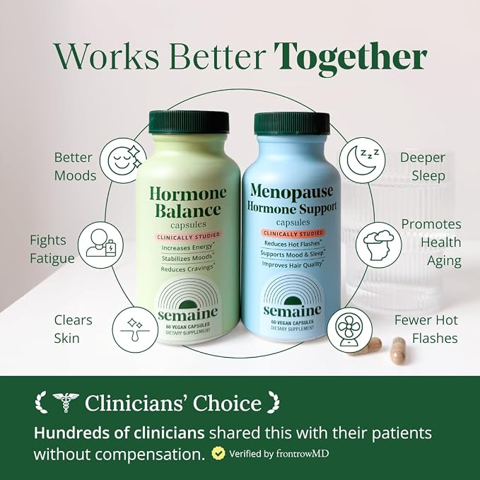 Semaine Hormone Protocol - Mood, Energy, Deeper Sleep, Hot Flashes & Skin Support, Clinically-Studied Ingredients - 1 Month