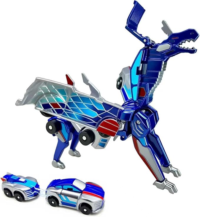 Collision Transforming Dinosaur Car Toy – 2 Magnetic Cars Crash & Transform into Dinosaur Robot Toys – Fun Gift for Boys & Girls, Birthday & Christmas