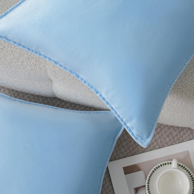 Velvet Light Blue Throw Pillow Covers 22”x22”Pack of 2 Soft Decorative | Square Cushion Covers for Couch Sofa Bed Livingroom Car Home Decor,55x55Cm