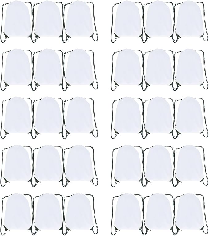 Drawstring Backpack Bulk 30 Packs Draw String Bags for DIY Gym Sports Traveling Trip Pedestrianism Yoga Cinch Bag Sackpack Drawstring (white)