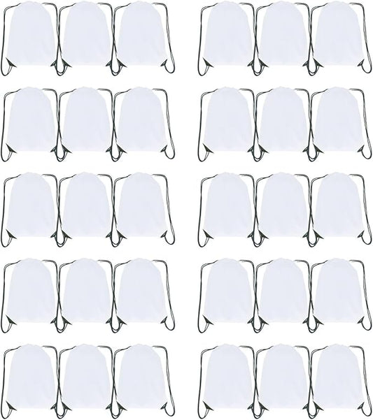 Drawstring Backpack Bulk 30 Packs Draw String Bags for DIY Gym Sports Traveling Trip Pedestrianism Yoga Cinch Bag Sackpack Drawstring (white)