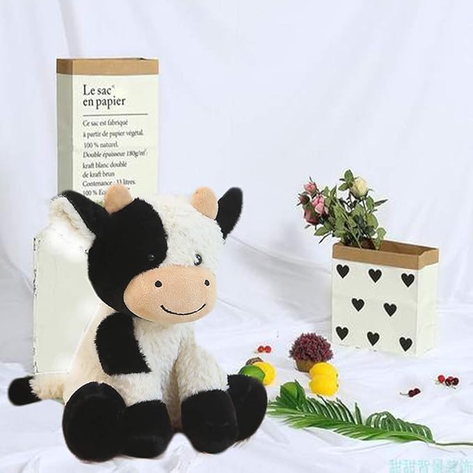 CHELEI2019 9" Cow Stuffed Animals Soft Cuddly Cow Plush Stuffed Animal Toy for Kids