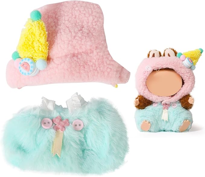 Doll Clothes for Labubu (for Standing/Sitting 17/15cm Plush Doll)(NO Doll)- Multiple Style Accessories Handcrafted Clothing Dress Up Included Headwear and Clothes for Girl Woman (UIN)