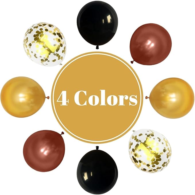 Black Burgundy Gold Balloons, 60Pcs Maroon Black Metallic Gold Confetti Balloon, 12Inch Pearl Burgundy Yellow Latex Balloons for Kids Cartoon Birthday Baby Shower Graduation Party Decorations