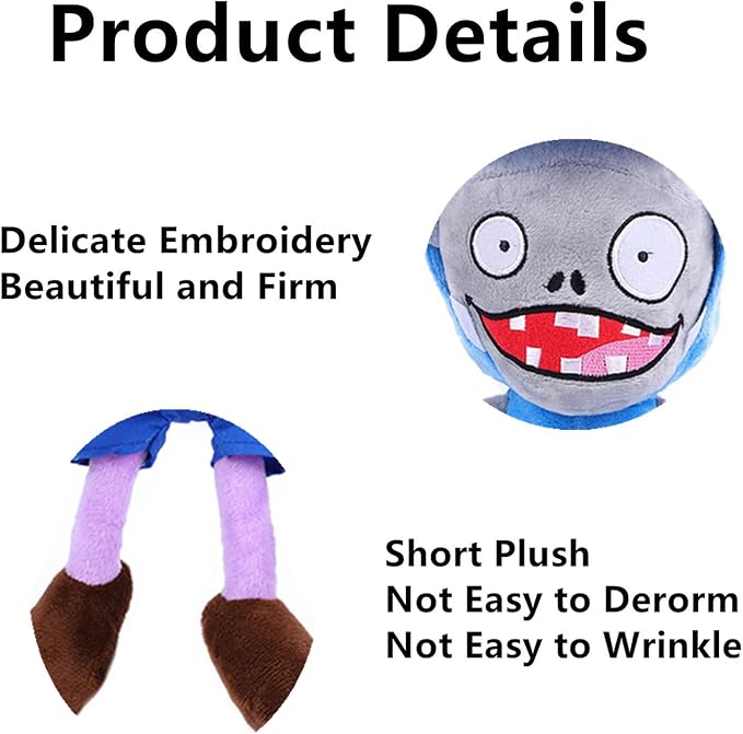JHESAO 3 PCS Plants and Zombies Plush Buckethead Zombie Sets Toy Purple, 1 2 Stuffed Soft Missile Zombie Imp Doll, Barrel Buckethead Zombies PVZ Plush Figure Doll New