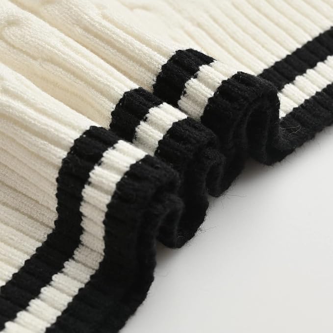 Women's Sweater Vest,Y2K Sleeveless Pattern Preppy Style Knitted Crop Tank Top for Girl
