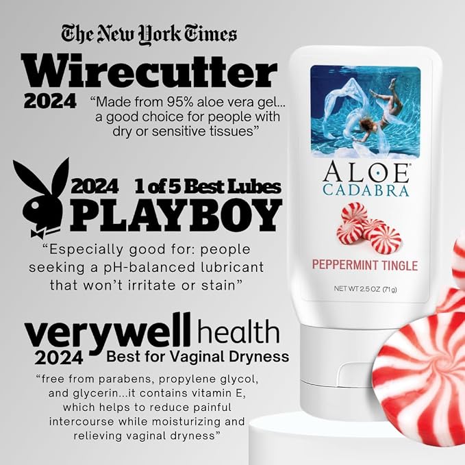 Aloe Cadabra Vaginal Moisturizer, Fresh Mint Scent , pH-Balanced, Water-Based & 95% Aloe Vera, Reduce Dryness, Discomfort, Versatile Uses (2.5 Fl Oz, 1 Pack)