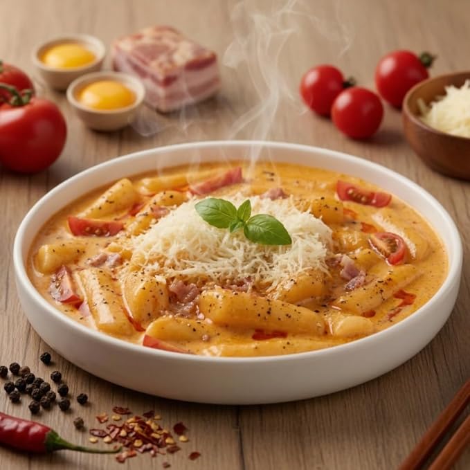 Yopokki Instant Tteokbokki Rice Cakes Korean, Topokki Cup - Great with Cheese and Ramen Toppings, Korean Snacks for College Dorm, Korean Street Food Quick & Easy to Prepare, Pack of 2 (2 Cups, Spicy Carbonara)
