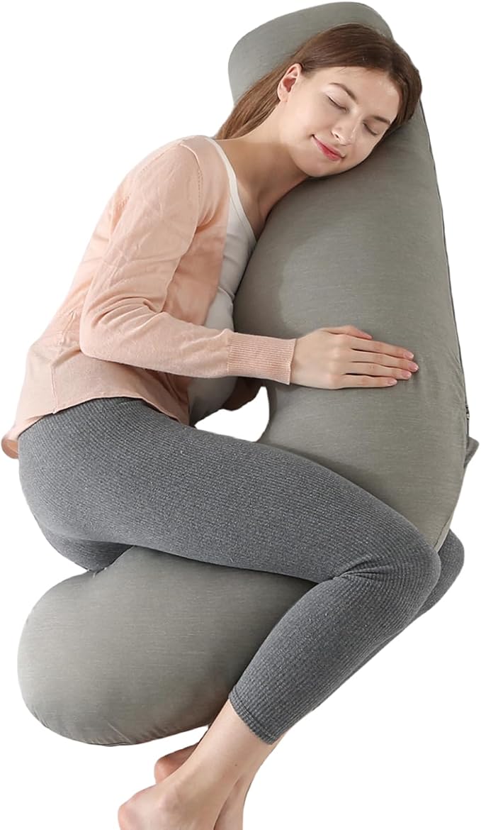 BATTOP Pregnancy Pillows with Cooling Cover,Cooling Maternity Pillow for Sleeping,Support for Belly,Hips,Legs,Pregnancy Must Haves,Side Sleeper Body Pillow