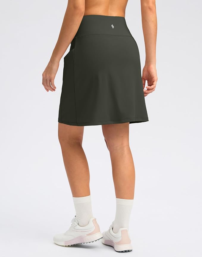 Women's 18" Skorts with 4 Side Pockets High Waisted Long Golf Skirt | Soft, Lightweight, Stretch, Breathable, Mesh Built-in Shorts, Athletic, Tennis, Dressy, Casual