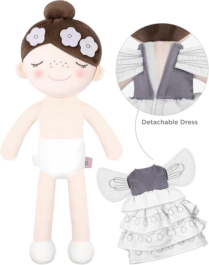 Soft Baby Doll Toys (16'') for Girls, My First Baby Rag Dolls for 1 Year Old Girl Birthday Gift Plush Doll Toys Machine Washable Baby Doll for Toddler Kids Infants - Flower Princess