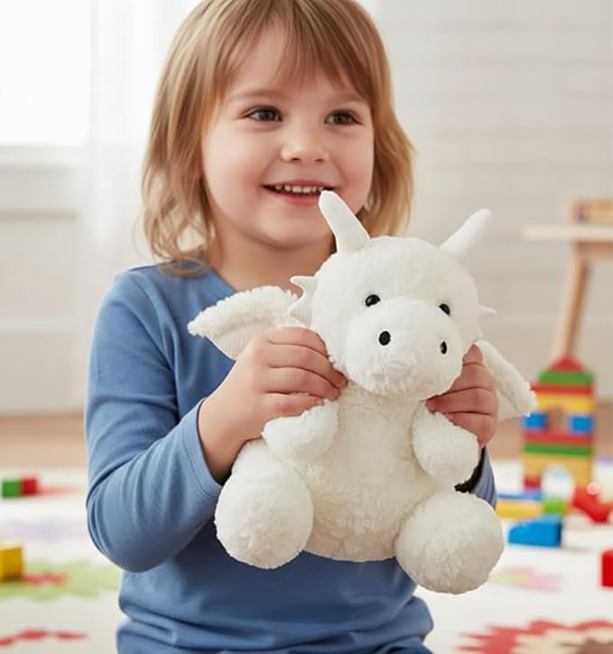 Dragon Stuffed Animals Soft Plush Cute Dragon Doll for Boys Girls 7.8in (Corn Dragon White)