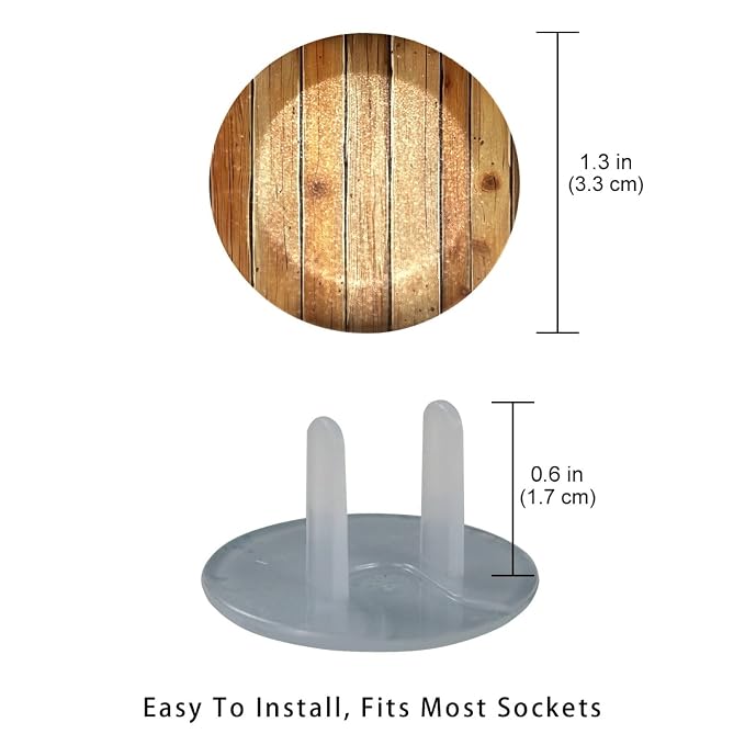 Baby Safety Outlet Plug Electrical Socket Covers, Brown Wooden (2)