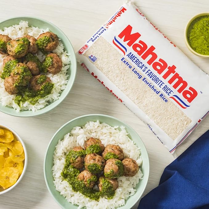 Mahatma Extra Long Grain Rice 5 Pound Rice-Bag, Gluten Free and Non-GMO White Rice Bulk Bag, (Pack of 4)