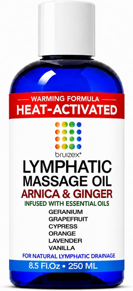Lymphatic Drainage Massage Oil for Massage Therapy- Warming Arnica & Ginger | Surgeon-Developed Formula | Post Surgery Recovery, BBL, Liposuction, 360 Lipo, Tummy Tuck, Fibrosis | Made in USA | 8.5 Oz