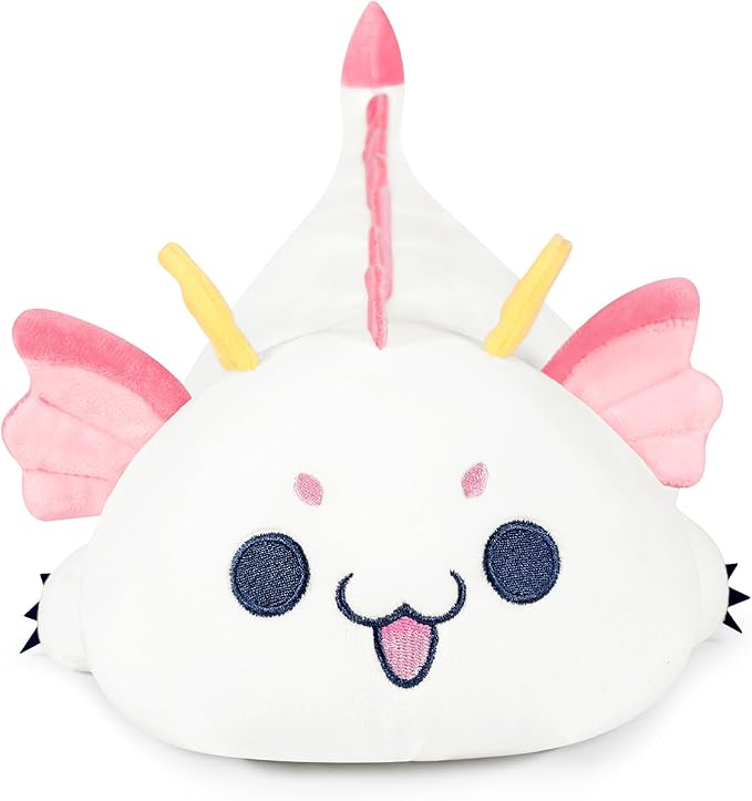 Onsoyours Chubby Dragon Stuffed Animal Adorable Plushies Soft Huggable Plush Pillow Kawaii Cute White Dragon Plushie Toy for Kids (White Dragon, 10")