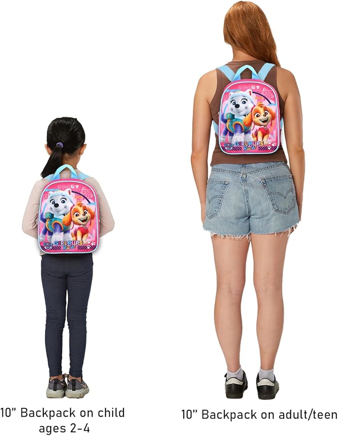 Paw Patrol Mini Backpack for Girls - Bundle with 10" Small Backpack Featuring Skye and Everest Plus Stickers, Water Bottle, More | Paw Patrol Travel Bag Set for Kids