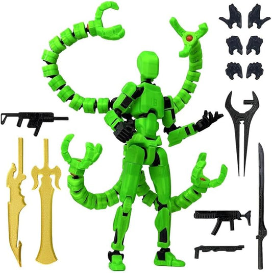 T13 Action Figure, Assembly Completed Dummy 13 Action Figures,T 13 3D Printed Toys - The Premium Action Figures for Sci-Fi Enthusiasts,Four Claws Robot (Green - Glows in The Dark, 7.2 Inch)