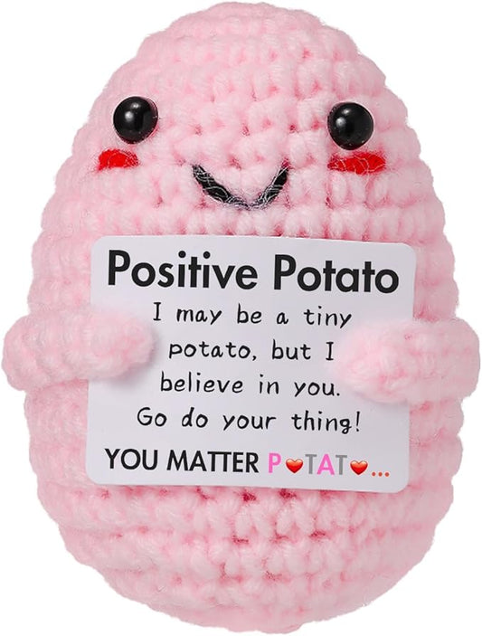 Birthday Gifts for Women Handmade Crochet Positive Potato with Encouragement Card (Positive Potato)