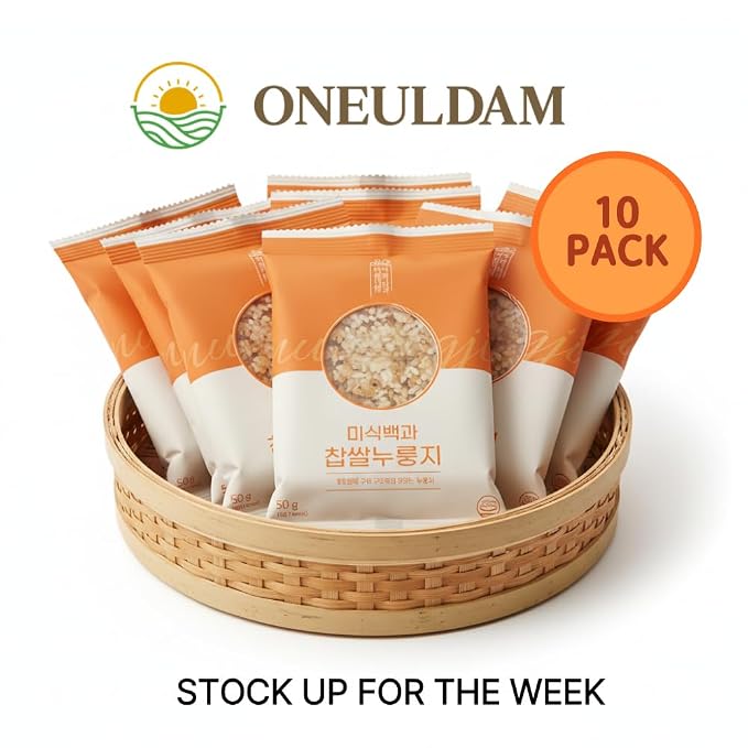 ONEULDAM Korean Scorched Rice (Nurungji) - Gluten-Free Sweet Rice Crust | Premium Gluten-Free Healthy Snack, No Additives, Sugar-Free, Low Calorie Crunchy Toasted Topping 찹쌀누룽지
