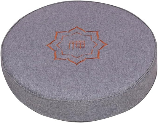 Round Meditation Cushion Mat Set with Washable Cotton Linen Cover, Larger Yoga Mat Bolster Floor Pillows Seating for Adults Meditation Accessories grey1-50cm
