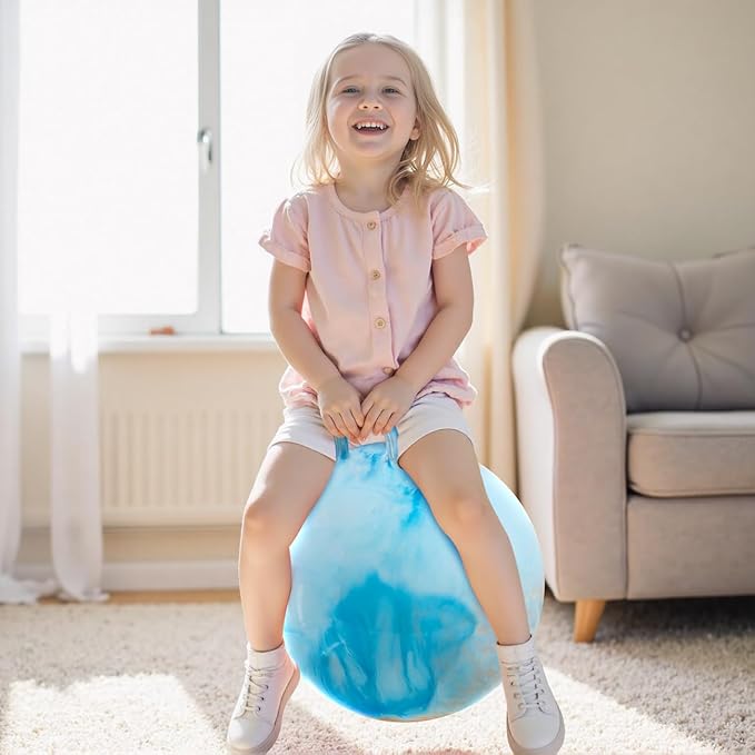 Upper Rider Clouds Hopper Ball for Kids,20 Inch Bouncy Ball with Handle,Inflatable Hopping Toys for Boys Girls Aged 6-12, Indoor Outdoor Jumping Toys Gift with Pump