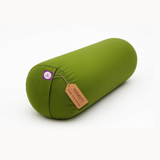 Yogikuti Iyengar Yoga Bolster for Restorative Yoga and Meditation – Lightweight Cotton Support Pillow with Handle for Easy Carry, Versatile for Pose Modification, Balance, Back Relief, and Relaxation