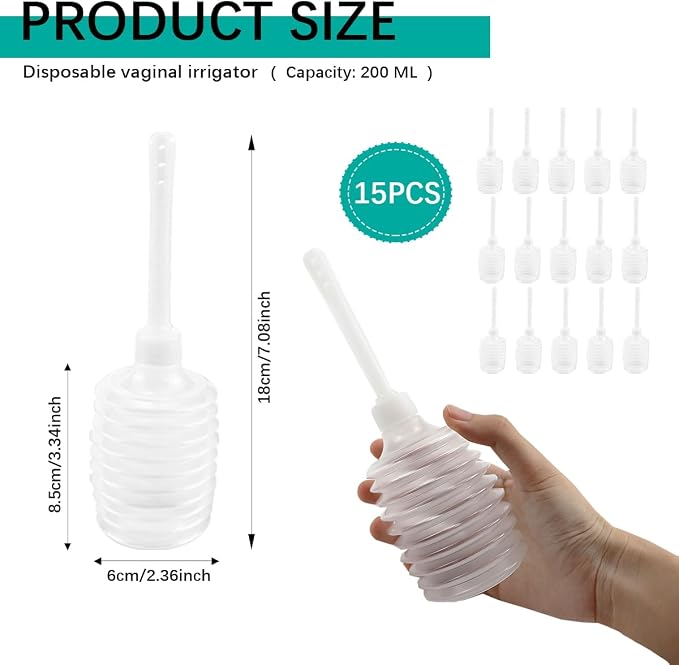 DOERDO 15pcs Disposable Enema Douche Applicator Vaginal Douche Anal Applicator for Women Men, Individual Package