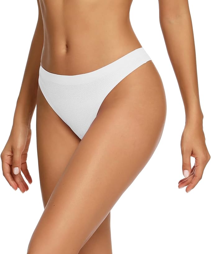 voenxe Seamless Women Underwear Thongs,No Show Ladies Thong,No Line Workout Breathable Comfortable Panties,Soft Undies,5-Pack