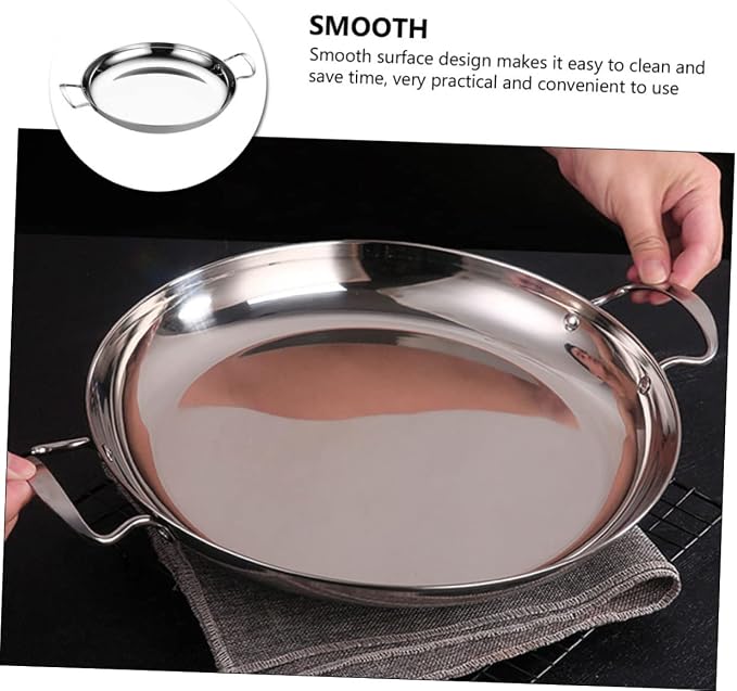 LABRIMP Korean Ramen Pan Double Handle Pot Stainless Steel Dry Pot Rapid Heat Transfer Cookware