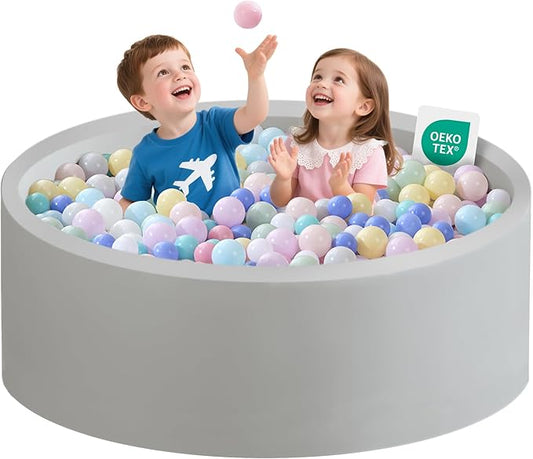 Ball Pit for Toddlers 47.24''x15.75'' Baby Ball Pit Soft Foam Ball Pits Round Lagre Kids Ball Pits Indoor and Outdoor Game Kids Play Ball Pool Ideal Gift for Children (Grey, NO Balls)