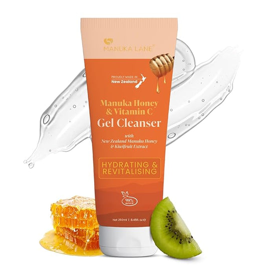 Manuka Lane Manuka Honey & Vitamin C Gel Cleanser for Face and Neck with Kiwifruit Extract | Carefully formulated to keep your skin Hydrating, Revitalising and healthy!