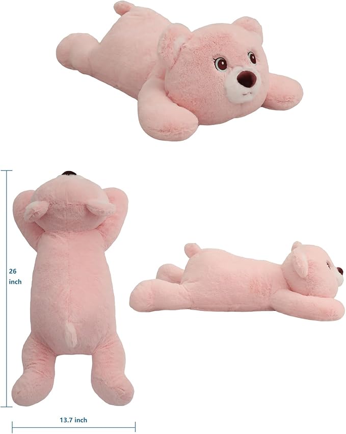 XMV 26 inch 5 lbs Bear Weighted Stuffed Animals, Large Weighted Plush Animal, Cute Plush Toy Pillow, Soft Bear Plushie Gifts for Adults, Kids, Boys and Girls(Light Pink)