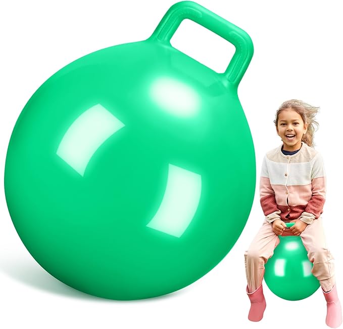 Kids Bouncy Hopper Ball with Handle Jumping Hopping Exercise Balls for Toddlers Boys Girls Indoor Outdoors Sports School Games Exercise Gifts(18 Inch,Green)