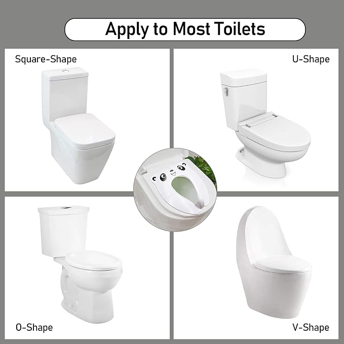 Travel Toddler Toilet Seat, Portable Toilet Training Seat for Kids, Foldable Toilet Seat Toddler in ABS Material with 8 Anti Slip Silicon Pads and 1 Carry Bag, White Panda