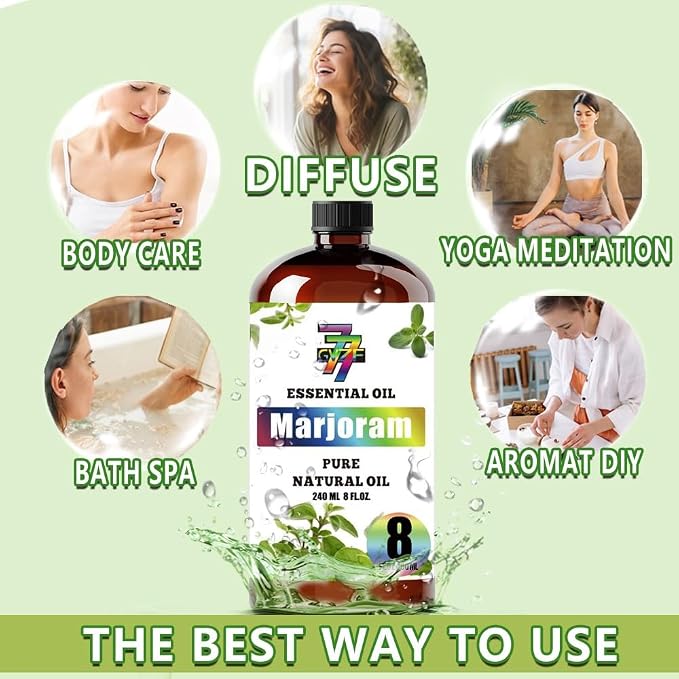 Marjoram Essential Oil, Marjoram Oils, for Diffuser, Massage, Humidifier, DIY Candles, Soap, Home, Gift, Essential Oil, GV77ZF Marjoram Fragrance Oil - 8 fl oz (240 ml)