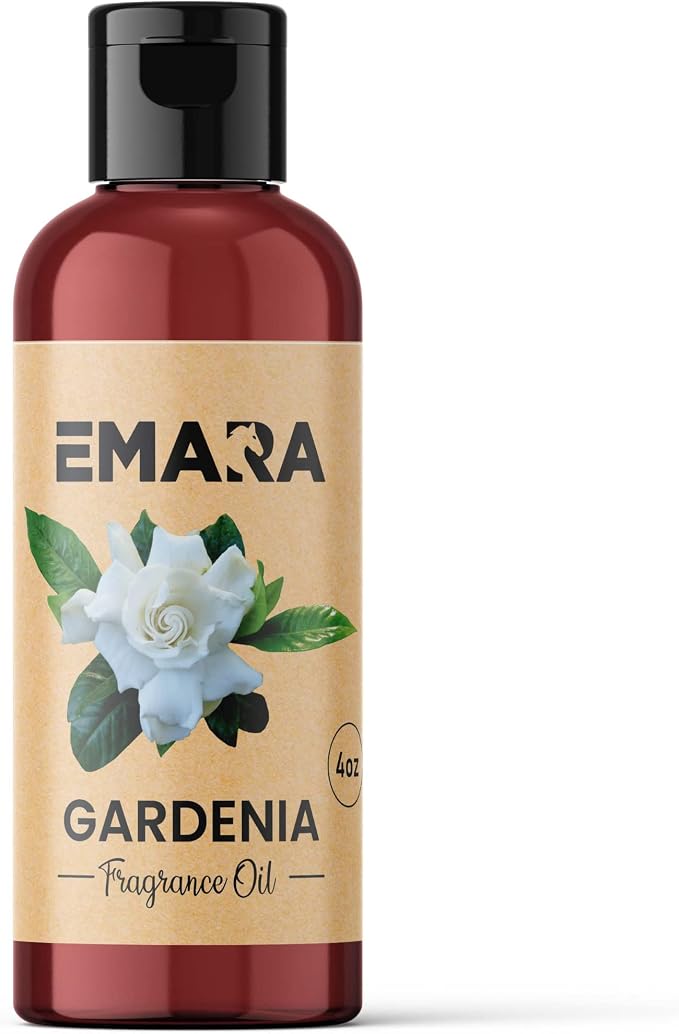 EMARA All Natural Floral Gardenia Essential Oil for Diffusers, Skin Care, Aromatherapy Fragrance Oil, Organic Therapeutic Grade 4 fl oz