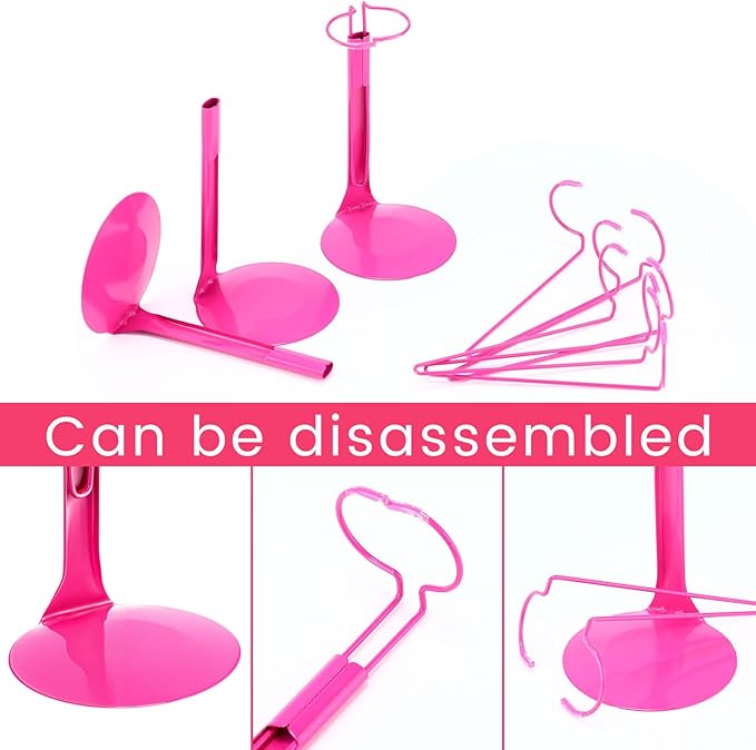 12 Pcs Doll Stand Action Figure Stands with Expandable Waist Wire for 8" to 12" Dolls and Action Figure (Rose Red)