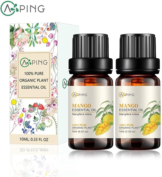 2-Pack Mango Essential Oil - 100% Pure Organic Natural Plant (Mangifera Indica) Mango Oil for Diffuser, Aroma, Spa, Massage, Yoga, Perfume, 2x10ML