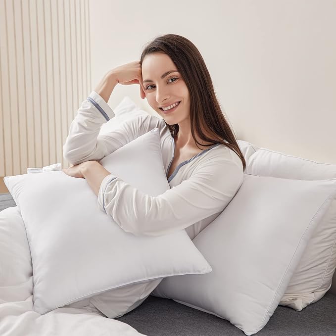 Qeils 18 x 18 Pillow Inserts Set of 2 White Throw Pillow Inserts with Soft Polyester Cover - Rectangle Square Interior Sofa Pillow Inserts Decorative Pillow Insert White Couch Pillow